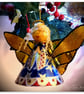  Medium: Tin Angel Christmas Tree decoration (Turquoise and Orange)  - Image 2