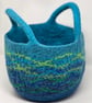 Large Blue Felt Basket with Cord Grab Handles - Image 1