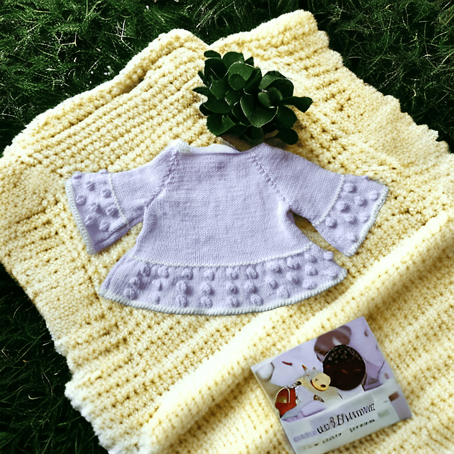 Hand knitted new born bobble jumper