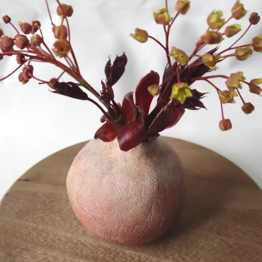 Round Textured Bud Vase, Solace Vessel, Wabi Sabi Pottery, Rustic Home Decor
