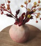 Hand Built Round Textured Bud Vase, Hand Painted Solace Vessel, Rustic Pottery - Image 3