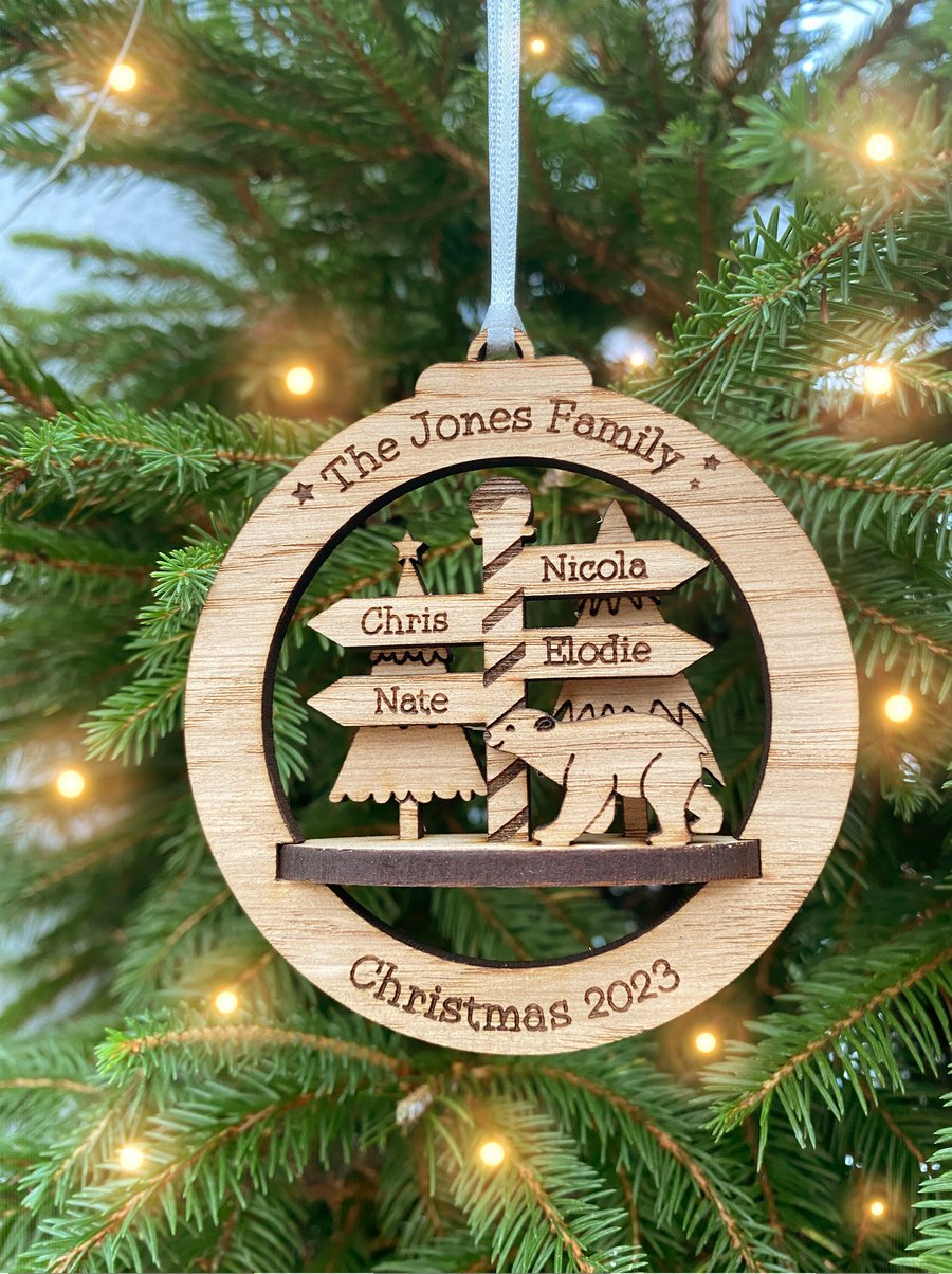 Personalised Family Polar Bear Christmas Ornament