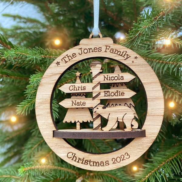 Personalised Family Polar Bear Christmas Ornament