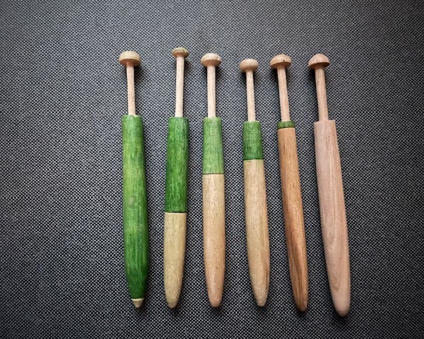 Lace bobbins in Honiton style