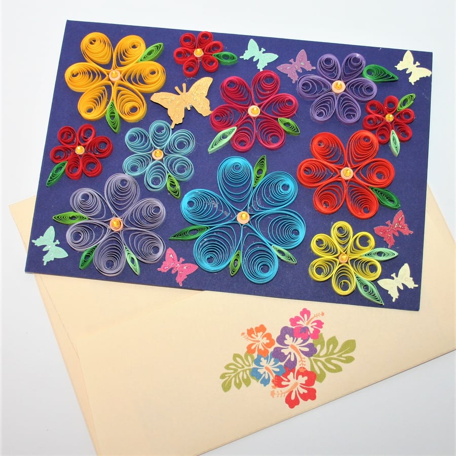 Floral Quilled Card A6