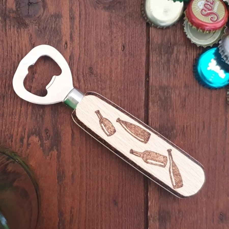 Wooden Bottle Opener , Personalised Beer Bottle Opener.