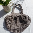 Grey cotton crocheted market bag
