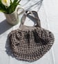 Grey cotton crocheted market bag