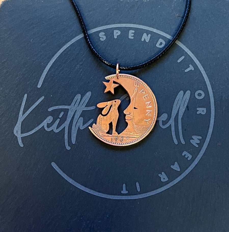 Hare & Moon Handcut Penny Coin, Inspired By Guess How Much I Love You 