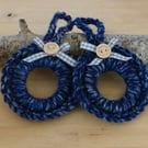 Two Crocheted Hanging Wreath Decorations