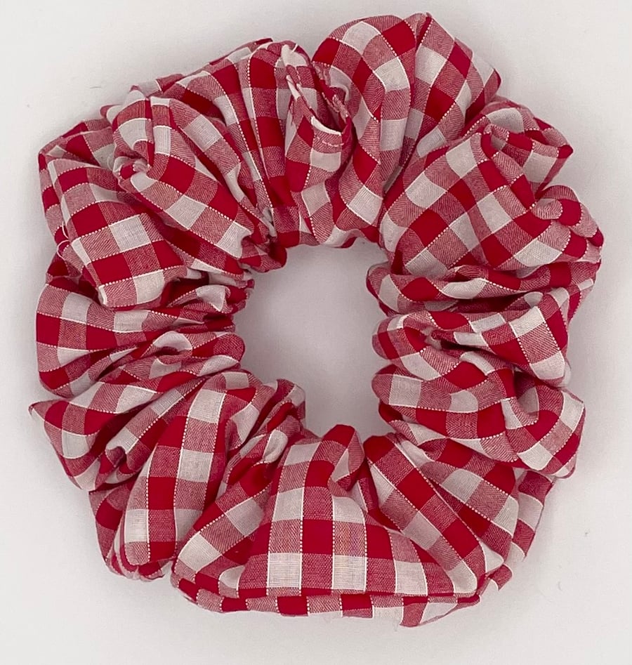 Hand made Eco Scrunchie - Red Gingham