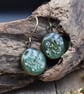 Hypoallergenic Real Pressed Flower Resin Earrings, Titanium Ear Hooks, Green - Image 4