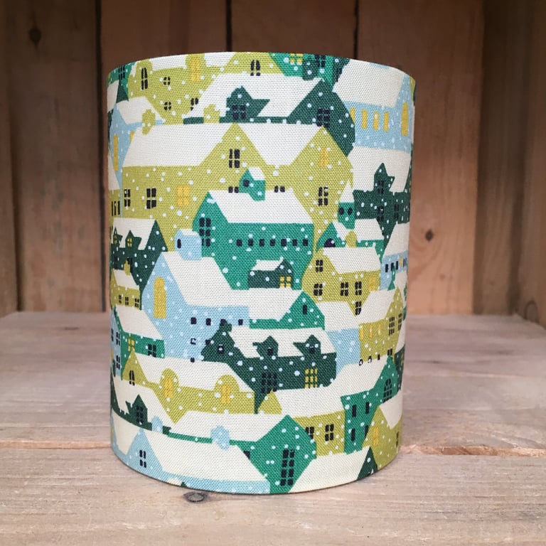 Handmade Liberty snowy little houses Christmas Little Lantern with fairy lights