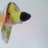 Retro Dog Toy, Pocket Puppy Plush in Vintage 1970's Green Pop Flower Fabric