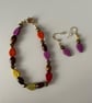 Multicoloured Leaf Bracelet and Earring set - Image 1