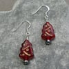 Sterling Silver Christmas Tree Earrings Red With Czech Glass