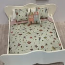 12th scale dolls house bed with bedding and pillows great for Maileg! 
