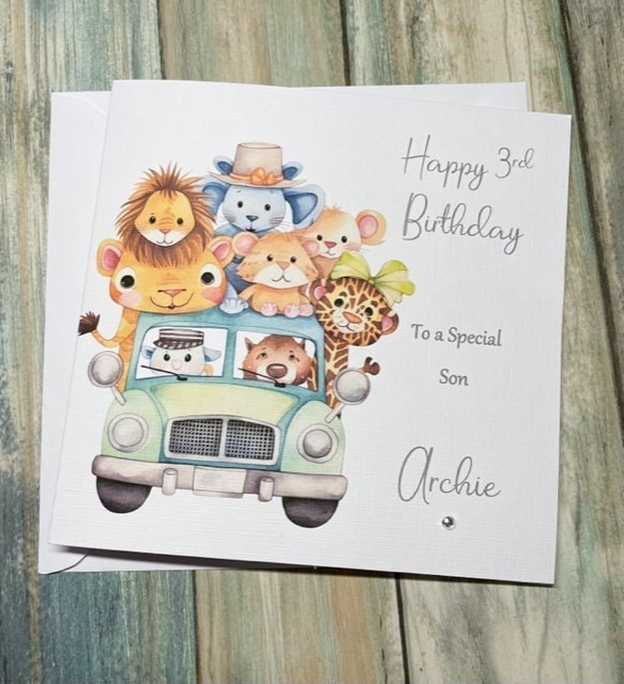 Safari Animals Birthday Card for Boy or Girl Happy Birthday Daughter Son etc