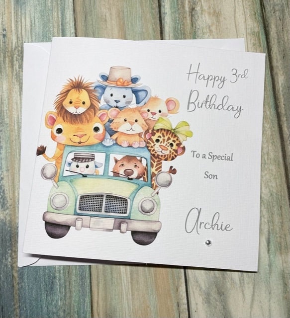 Safari Animals Birthday Card for Boy or Girl Happy Birthday Daughter Son etc