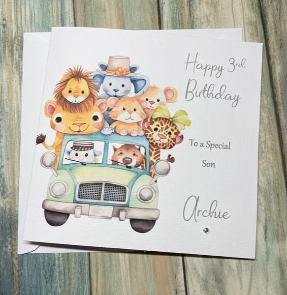 Safari Animals Birthday Card for Boy or Girl Happy Birthday Daughter Son etc