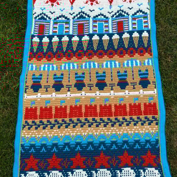 Handmade Mosaic Crochet Blanket Beside the Seaside Coastal Theme