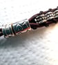 Leather Spacer  black burgundy silver Bracelet Handmade - Image 4