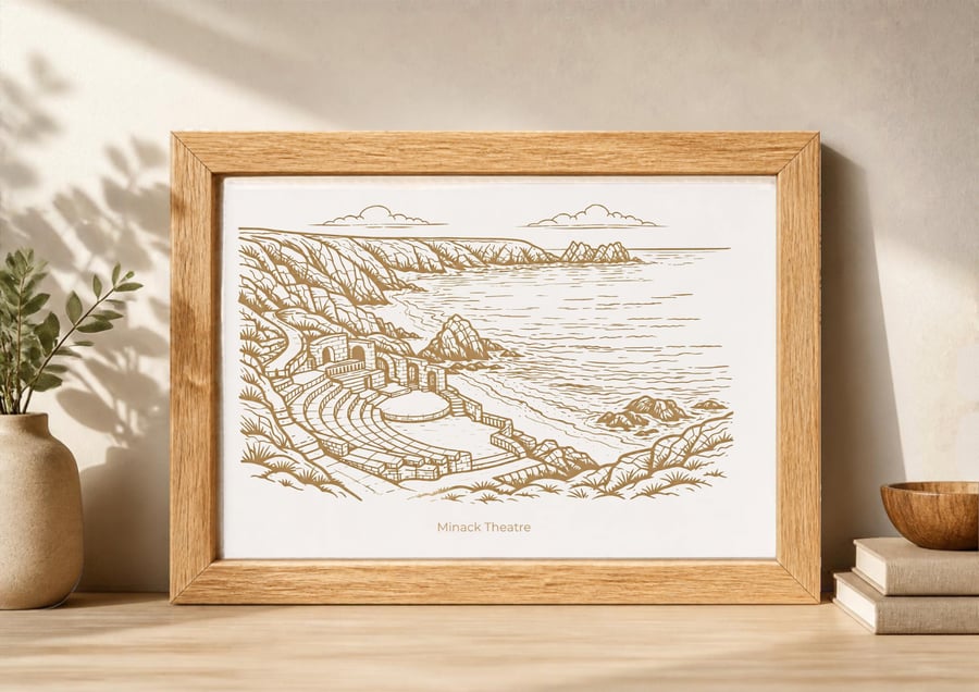 Laser engraved Minack Theatre Cornwall