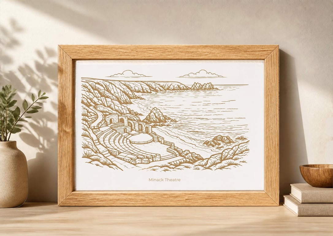 Laser engraved Minack Theatre Cornwall