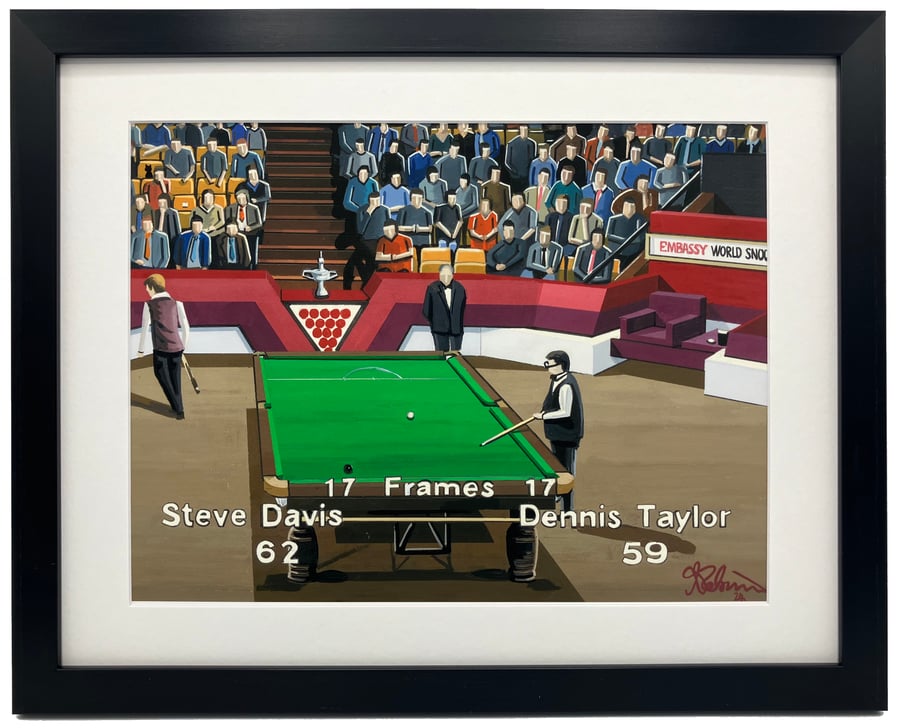 1985 Snooker Final Davis v Taylor. Crucible Sheffield Art Print 14" x 11" Frame 