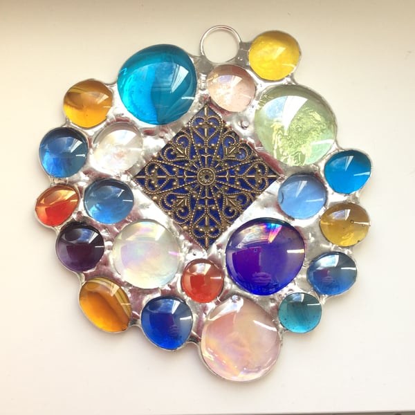 Brightly coloured nugget suncatcher  (0543)
