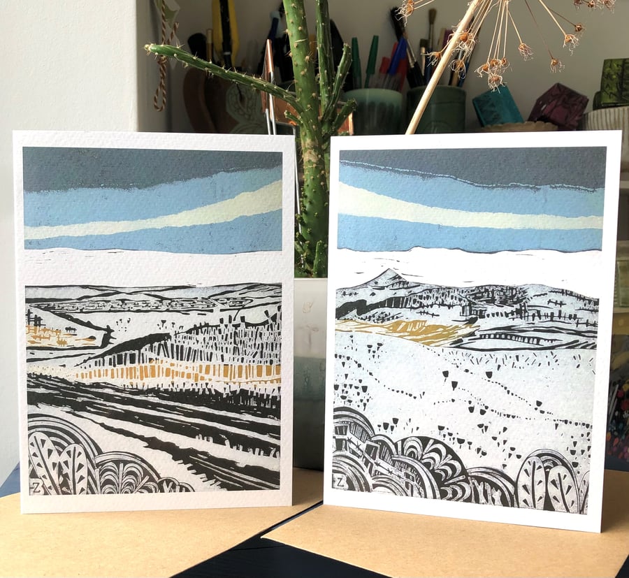 Pack of 2 Greeting Cards Snow Day and Shuttlingsloe