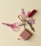 Needlework Accessory Key Fob with Scissors, Needle Case & Threader