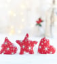 Set of 3 Christmas decorations, handcrafted traditional Christmas ornaments