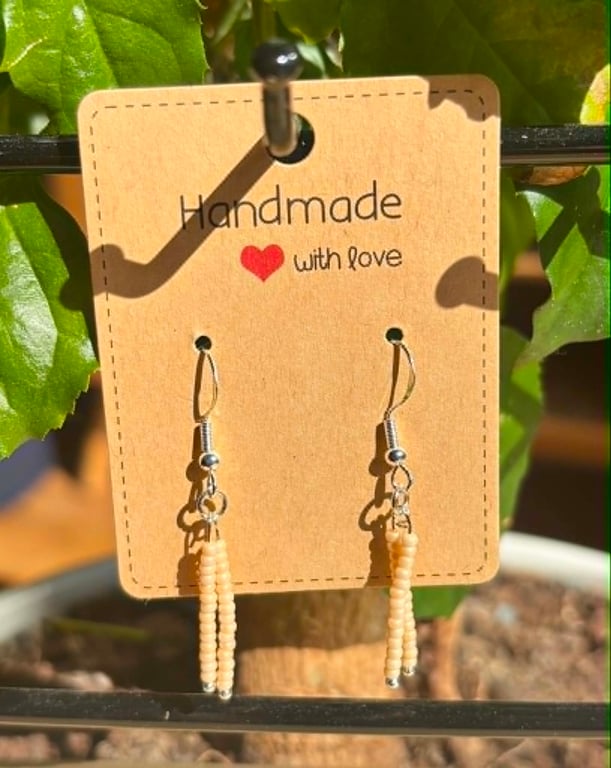 Handmade 925 Silver-Plated Hook Earrings with Bead Dangles