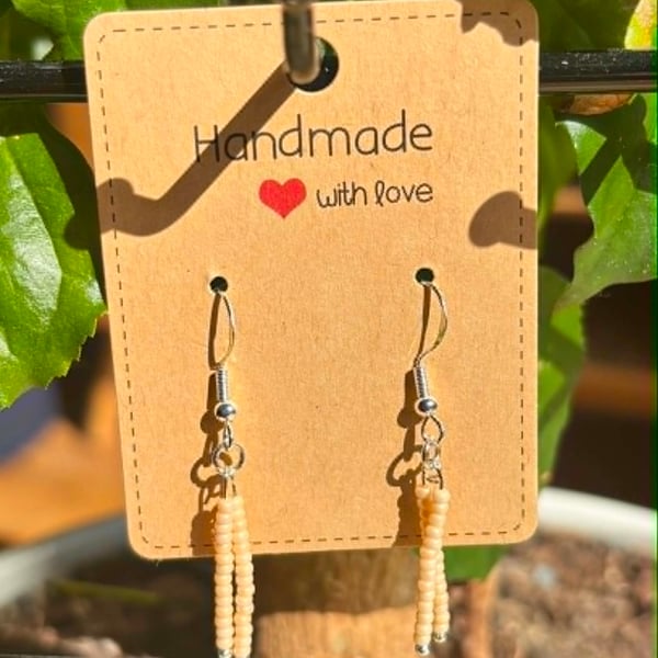 Handmade 925 Silver-Plated Hook Earrings with Bead Dangles