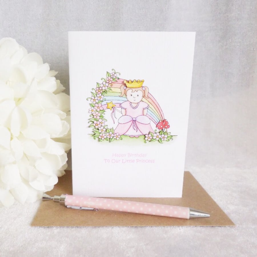 Princess Birthday Card - Rainbow Princess - Our Little Princess 