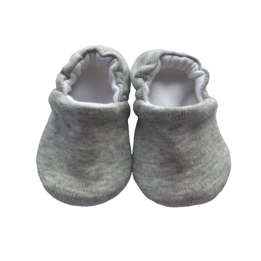Solid Grey Baby Shoes Organic Moccasins Kids Slipper Pram Shoes Gift Idea 0-9Y