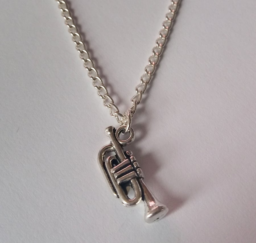 Trumpet Necklace Silver Plate Chain Necklace