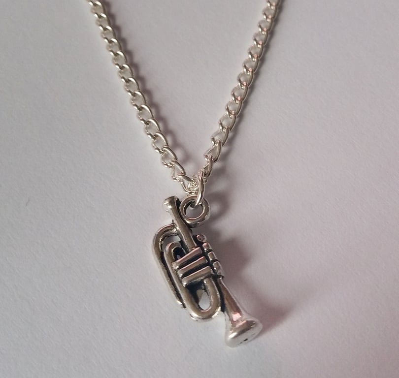 Trumpet Necklace Silver Plate Chain Necklace