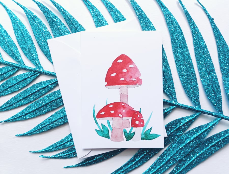TOADSTOOL MINI CARD pack, Thank you cards, 10 Pack. Fly agaric note cards