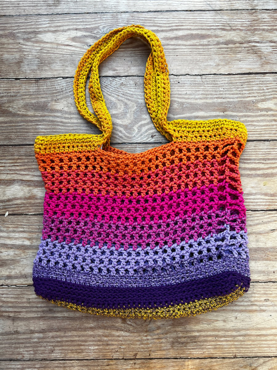 Handmade Crochet Shopper Bag - Tropical Sunset