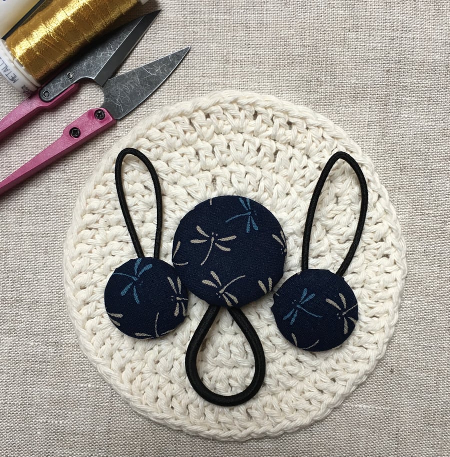 Blue Japanese Dragonfly Hair Ties Hair Bobbles