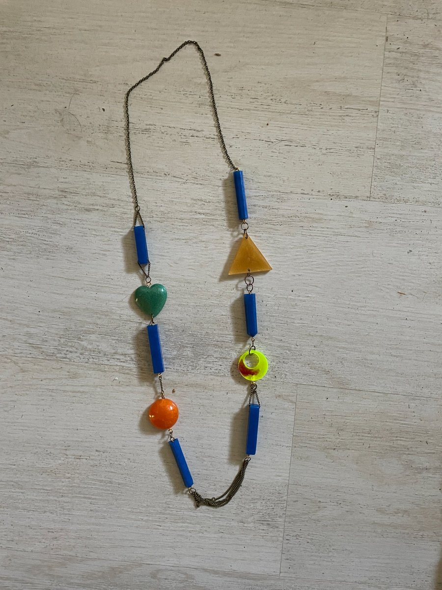 Brightly coloured resin necklace