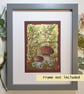 Bolete mushrooms in the undergrowth original artwork, small drawing