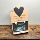 Personalised Engraved Wooden Baby Countdown Board & Pegs For Scan Photo...