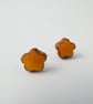 Flower stud earrings, orange. - Image 3