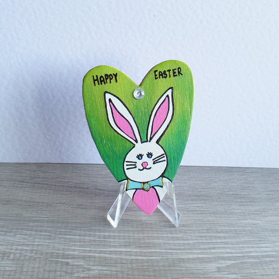 Easter decoration, Easter ornament, Heart, Eater bunny, blue.