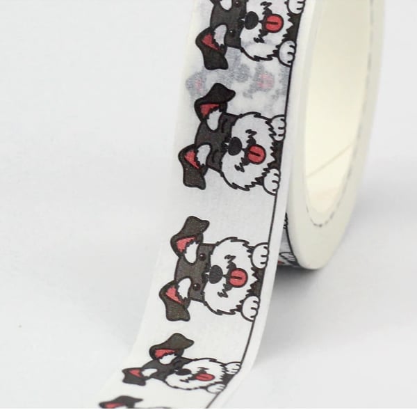 Schnauzer Dog Washi Tape, Dog Decorative Tape, Journals, Scrapbooks 10m