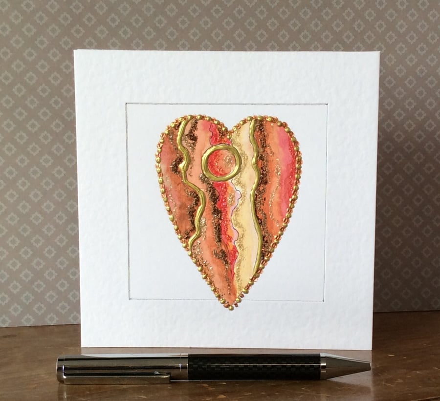Watercolour heart Art Card. 