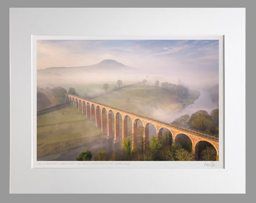 Leaderfoot Viaduct, River Tweed & Eildon Hills - A3 (50x40cm) Unframed Print